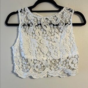 Elegant‎ White Lace Crop Top